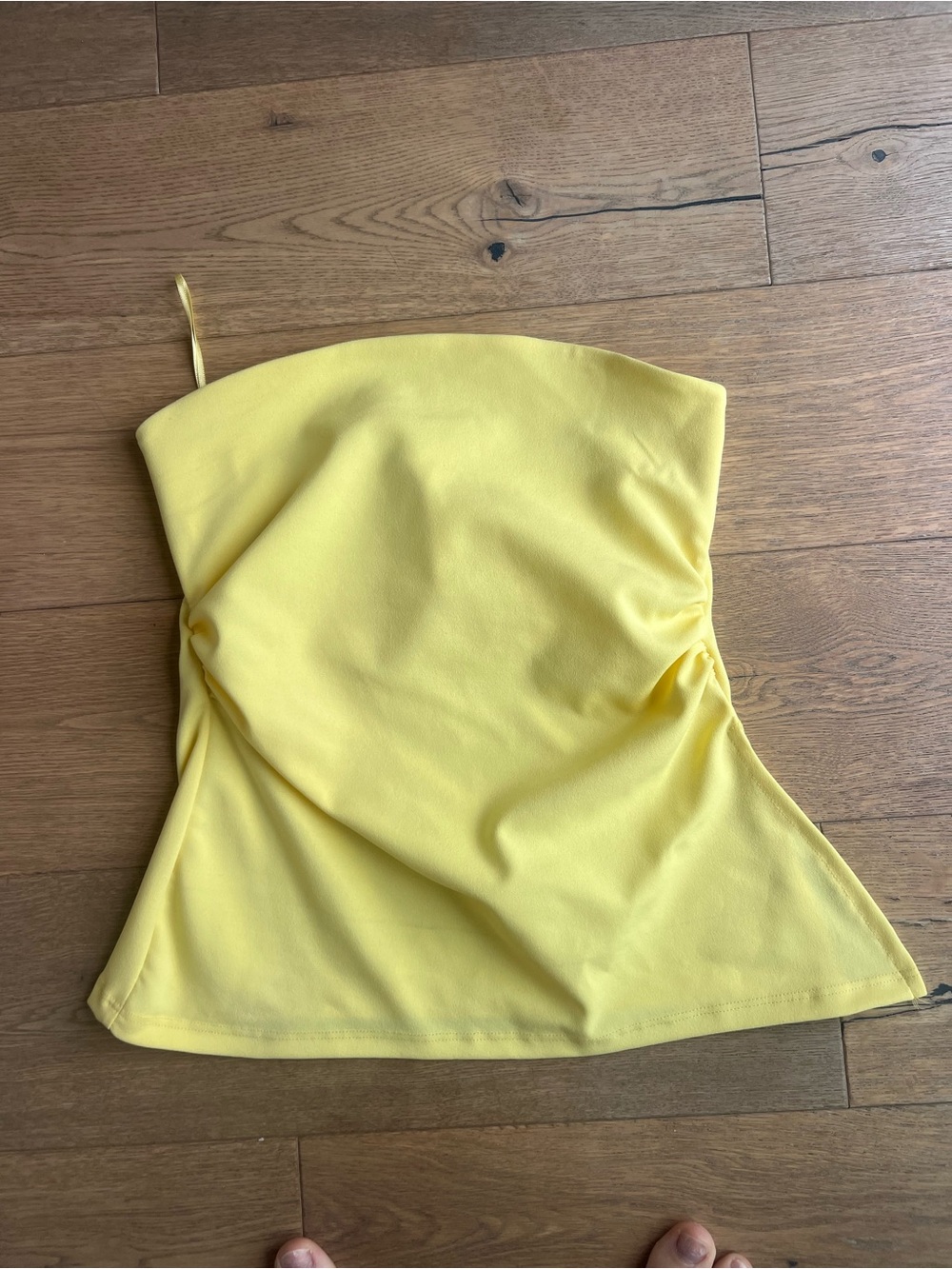 Pull&Bear Strapless Yellow Ruched Tube Dress